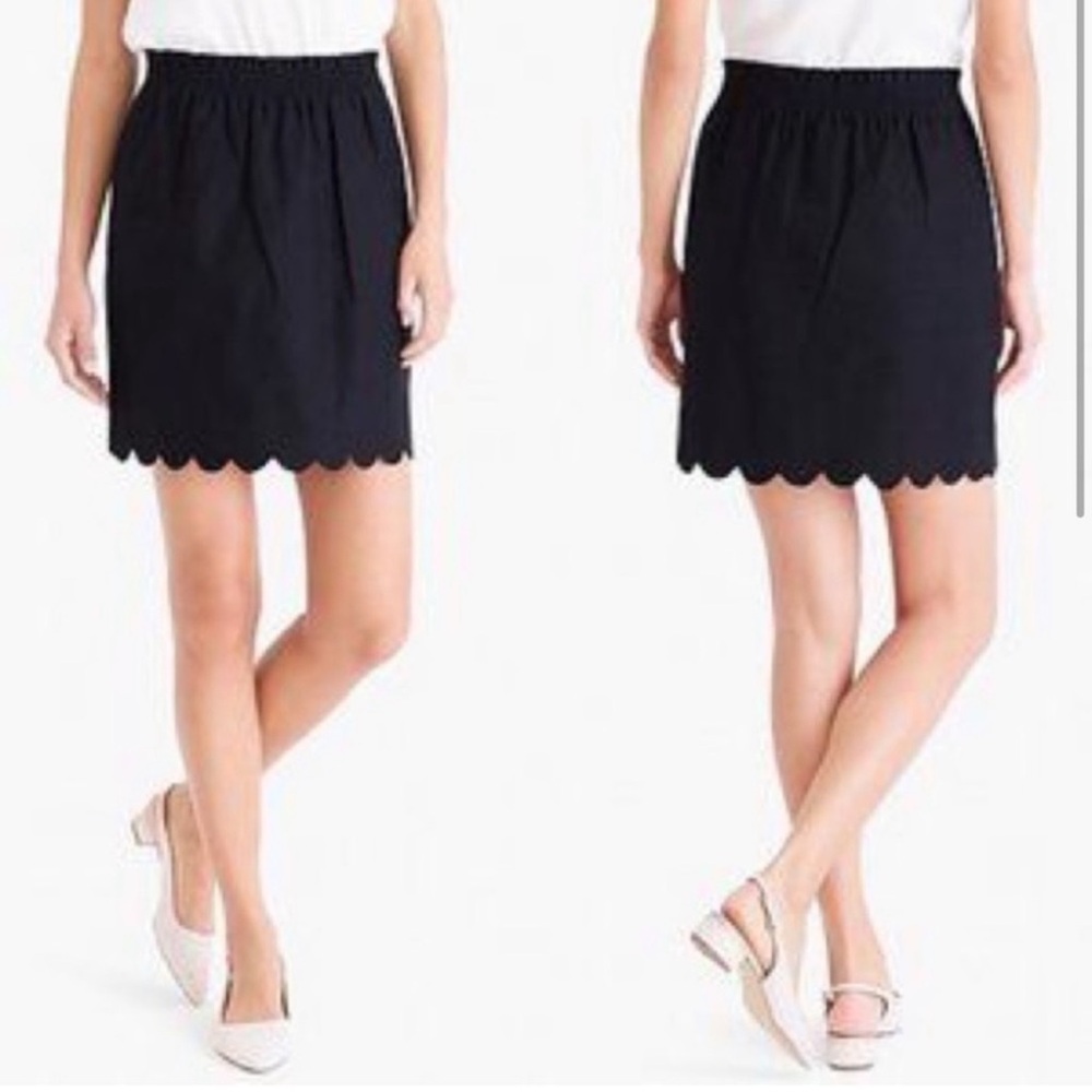 Jcrew Black Pull On Skirt Scalloped Hem